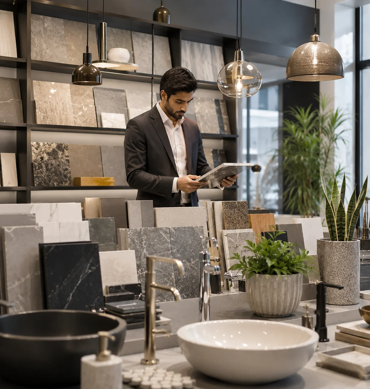 Varied products in a supplier showroom